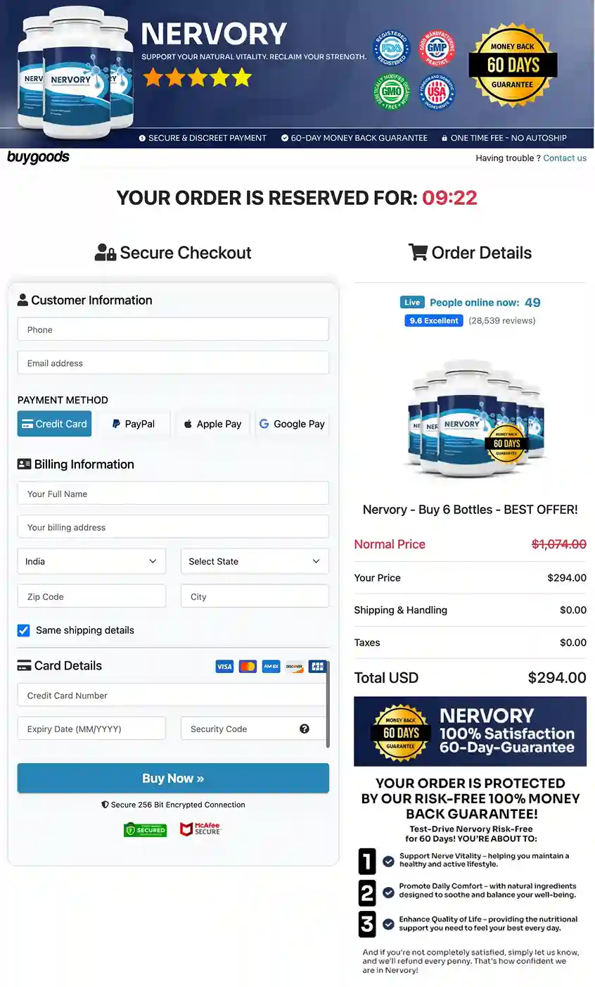 Nervory Secure Payment — Visa Mastercard USA